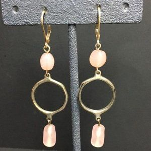 Pale Pink Dangle Earrings Pierced Silver Organic Circle Hoop Latch Hook Barbie